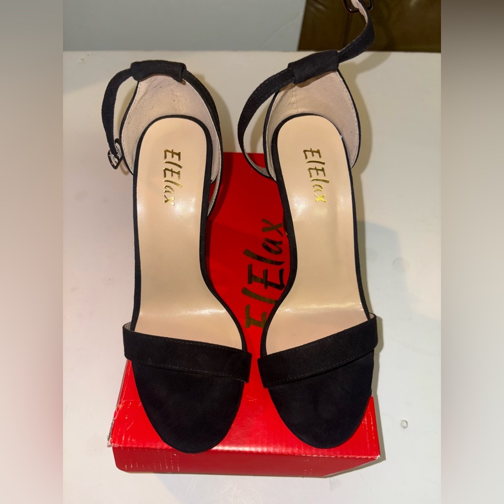 Elelax Black Heels For Women 3 Inches Tall High Heel Design, Size 8.5!